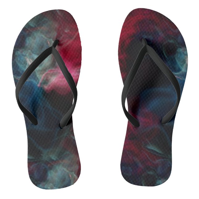 Rosa und blaues Rauch abstrakt Flip Flops (Fußbett)