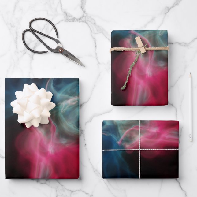 Rosa und blaues Rauch abstrakt Geschenkpapier Set (Vorderseite)