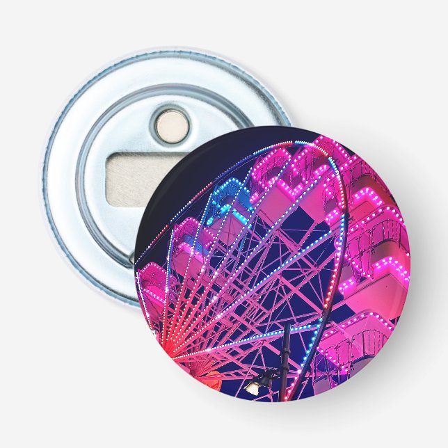 Rosa und blaues Riesenrad Flaschenöffner (Vorderseite)