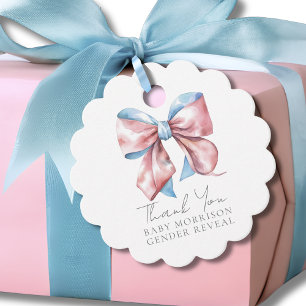 Rosa und Blaues Schleifen Geschlechtsenthüllung Geschenkanhänger