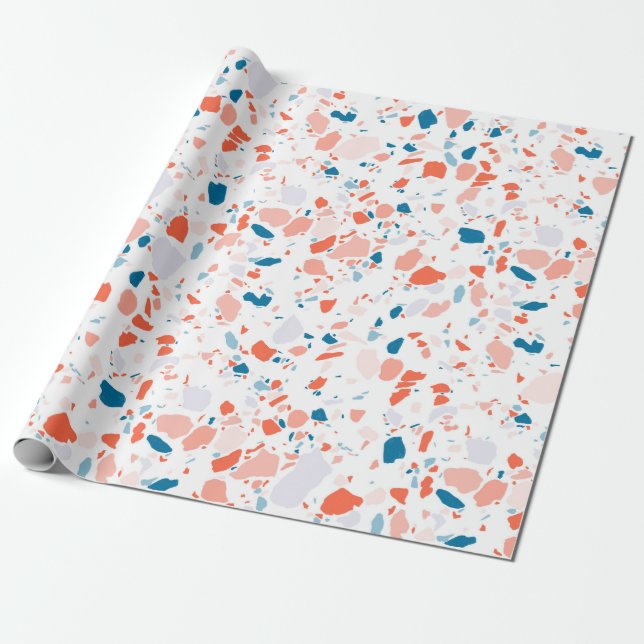Rosa und blaues Terrazzo-Papier Geschenkpapier (Ungerollt)