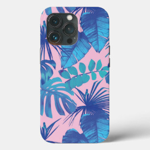 Rosa und blaues tropisches Blattwerk personalisier Case-Mate iPhone Hülle