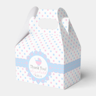 Rosa und blaues Tupfen-Geschlecht decken Babyparty Geschenkschachtel