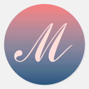 Rosa und blaues Twilight Monogram Wedding Siegel Runder Aufkleber