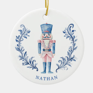Rosa und blaues Wappen Nutcracker Keramik Ornament