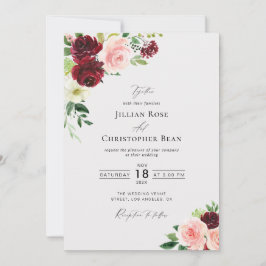Rosa und bordeauxrot Einladung zur Hochzeit