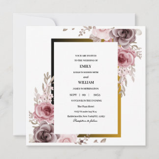 Rosa und braun Elegante Rose Hochzeit der Blumen Save The Date