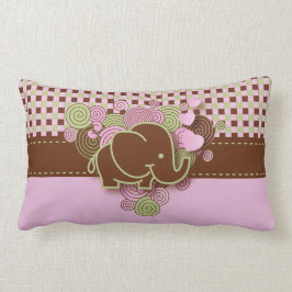 Rosa und braun karierte Babyelemente Lendenkissen