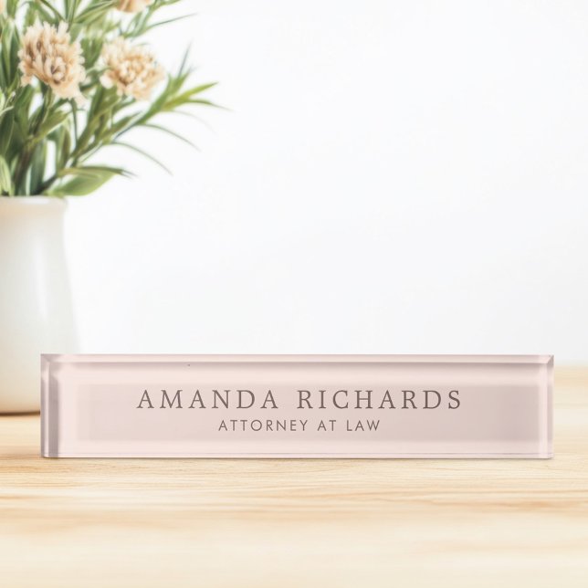 Rosa und braun namensplakette (Blush pink and brown trendy desk name plate)