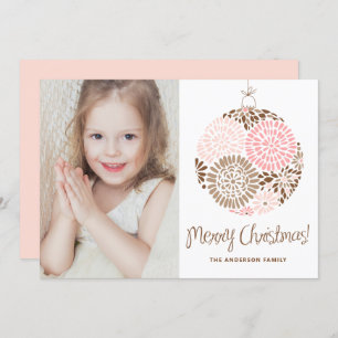 Rosa und braun Ornament Frohe Weihnachtsfeier Foto Feiertagskarte