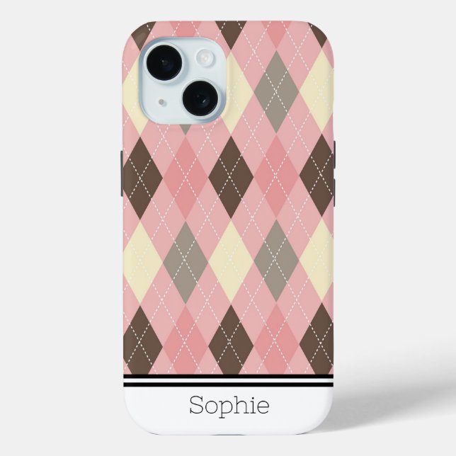 Rosa und braun Raute Custom Samsung Case-Mate iPhone Hülle (Rückseite)