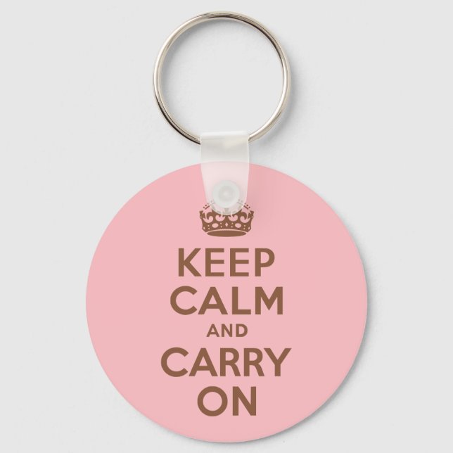 Rosa und braun Ruhe bewahren und weiter tragen Schlüsselanhänger (Vorderseite)