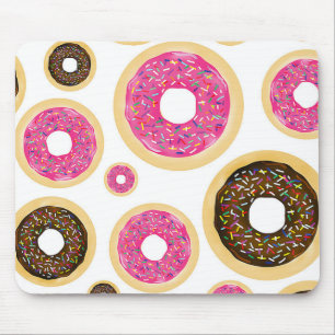 Rosa und braun Sprinkle Donuts Moderner Spaß Niedl Mousepad