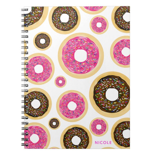 Rosa und braun Sprinkle Donuts Moderner Spaß Niedl Notizblock (Vorderseite)