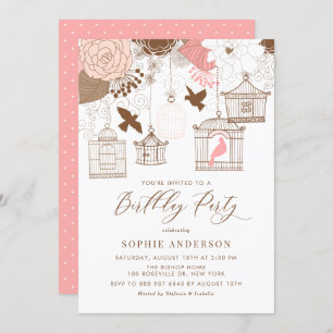 Rosa und braun Vintage Geburtstagsparty Einladung