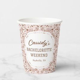Rosa und braun Western Junggeselinnen-Abschied Pappbecher