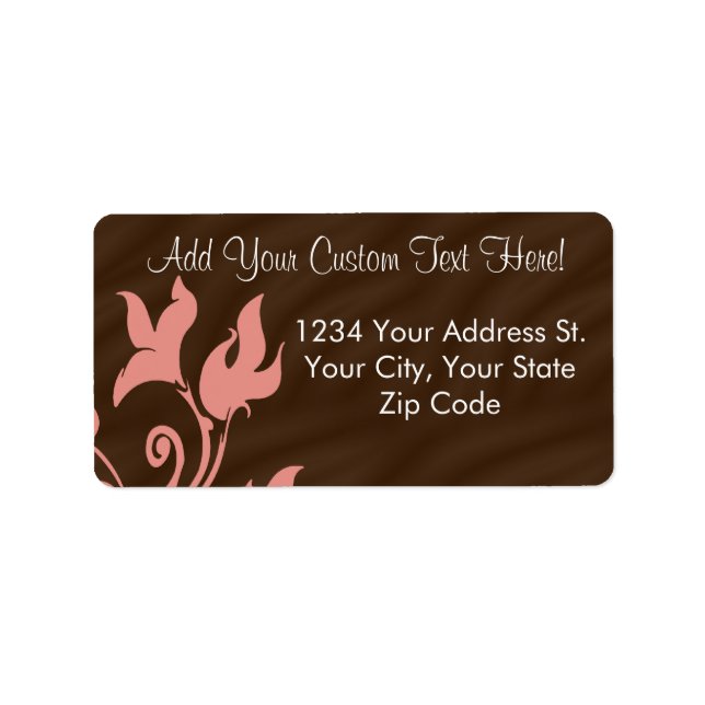 Rosa und braun wirbeln adressaufkleber (Vorne)