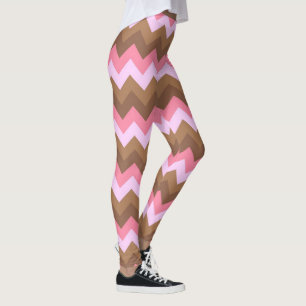 Rosa und Braun ZigZag-Muster Leggings