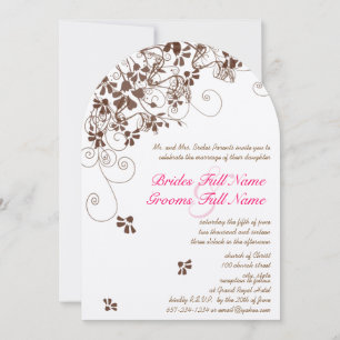 Rosa und braune Blume Wirbel Hochzeiten Einladunge Einladung