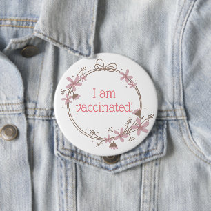 Rosa und braune Blumenreste Ich bin geimpft Button