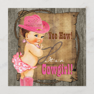 Rosa und braune Cowgirl-Baby-Party Einladung