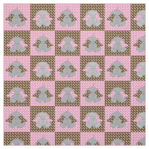 Rosa und braune Elefanten  Polka - Punkte Stoff