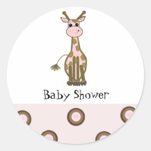 Rosa und braune Giraffe Kinderdusche Runder Aufkleber