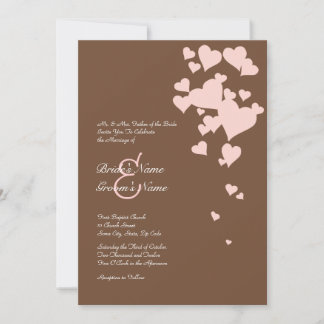 Rosa und braune Herzen Einladung zur Hochzeit