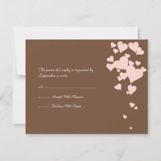 Rosa und braune Herzen Hochzeit RSVP Karte