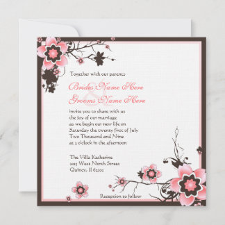 Rosa und braune Kirschblüte Einladung zur Hochzeit