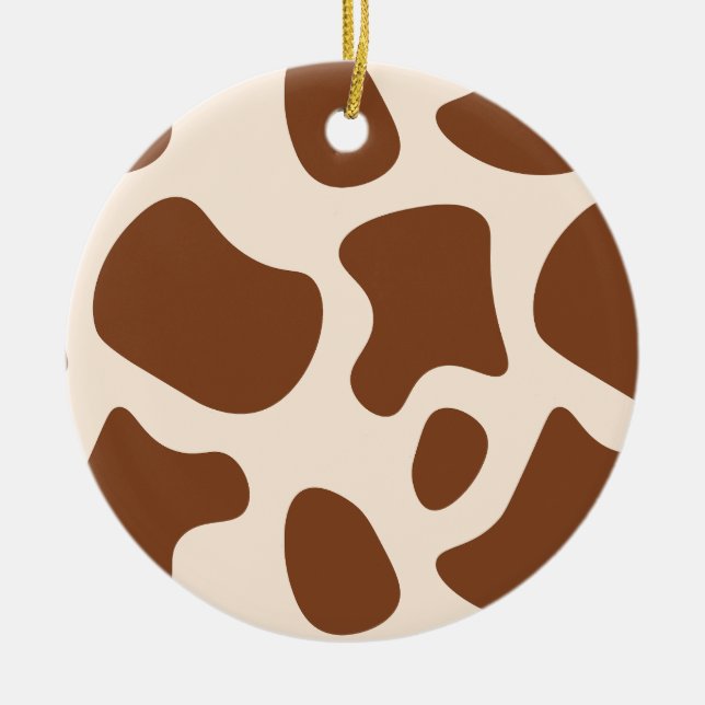 Rosa und braune Kuh Keramik Ornament (Vorne)