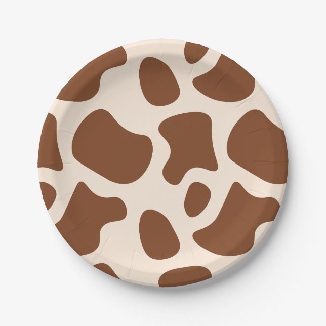 Rosa und braune Kuh Pappteller (Vorderseite)