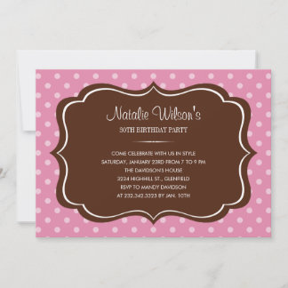 Rosa und braune Polka-Dot-Einladungen Einladung