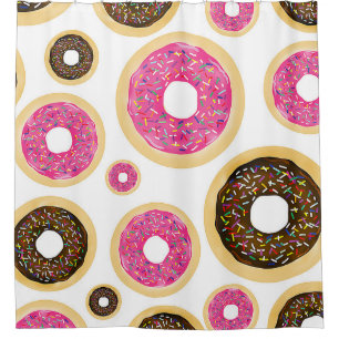 Rosa und braune Sprinkle-Donuts Moderne Fun Cute Duschvorhang