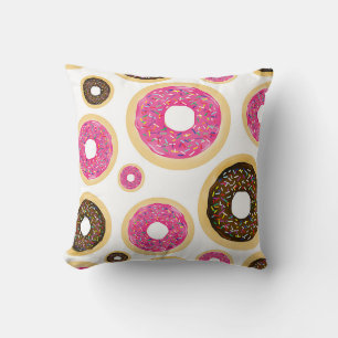 Rosa und braune Sprinkle-Donuts Moderne Fun Cute Kissen