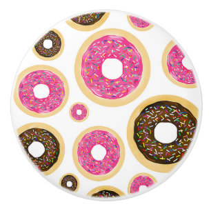 Rosa und braune Sprinkle-Donuts Moderne Spaß Cute Keramikknauf
