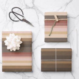 Rosa und braune Streifen Geschenkpapier Set