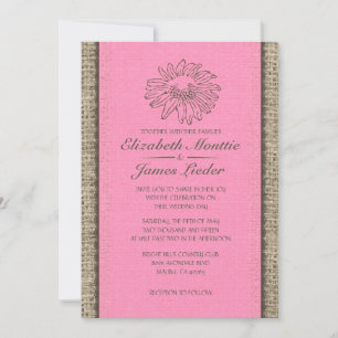 Rosa und braune Vintage-Spitze-Hochzeitskarten Einladung