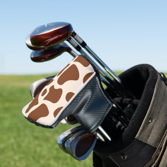 Rosa und brauner Kuhdruck Golf Headcover (In Situ)