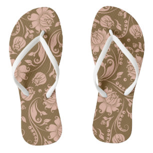 rosa und braunes Blumenmuster Flip Flops