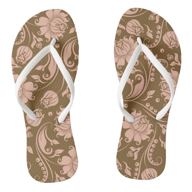 rosa und braunes Blumenmuster Flip Flops (Fußbett)
