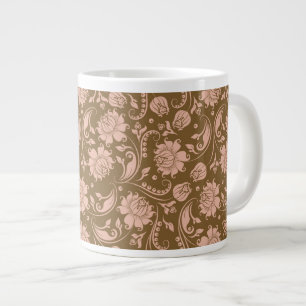 rosa und braunes Blumenmuster Jumbo-Tasse