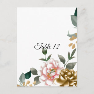 Rosa und Bronze Pfingstrosen Tischplatzkarte Postkarte