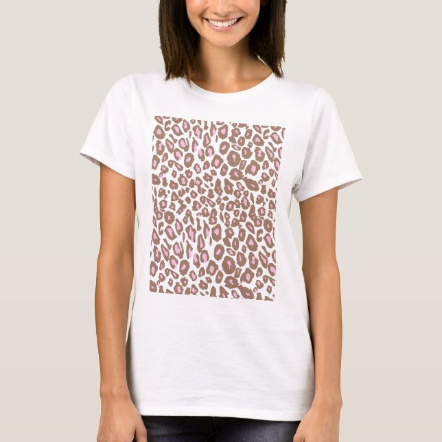 Rosa und Brown-Leopard-Druck T-Shirt (Vorderseite)
