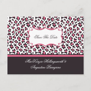 Rosa und Brown-Leopard Save the Date Ankündigungspostkarte