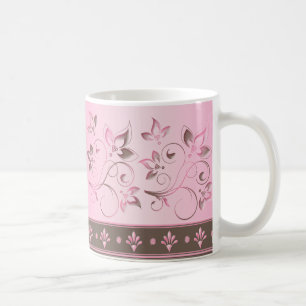 Rosa und BrownblumenKeramik-Tasse Tasse