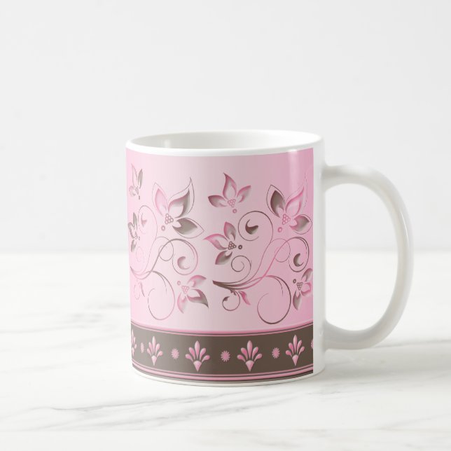 Rosa und BrownblumenKeramik-Tasse Tasse (Rechts)
