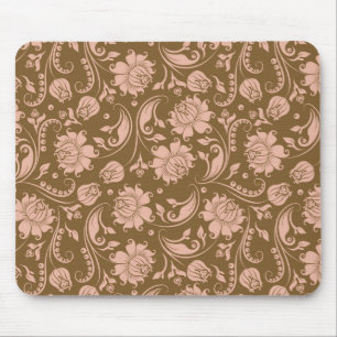 Rosa und Brownblumenmuster Mousepad