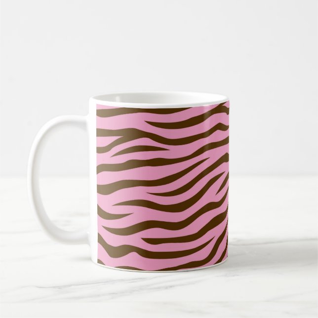Rosa und Brownzebra-Streifen-Tierdruck Kaffeetasse (Links)