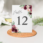 Rosa und Burgund, Floral 7 Tischnummer<br><div class="desc">Dress up your wedding oder Party Tische mit Ihrer Pink & Burgund Floral 7 Tischnummer Card.</div>